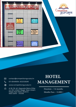 Competition Gurukul Provides the best Coaching for the Hotel Management Entrance Exam