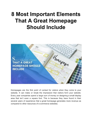 8 Most Important Elements That A Great Homepage Should Include