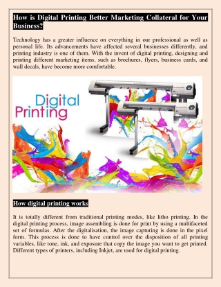 How is Digital Printing Better Marketing Collateral for Your Business?