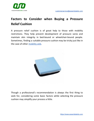 Factors to Consider when Buying a Pressure Relief Cushion
