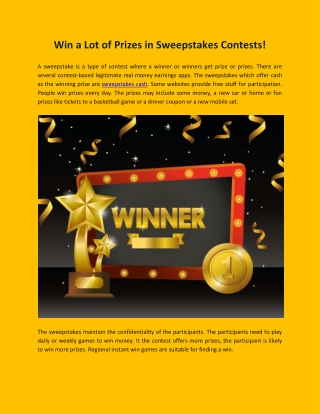 Win a Lot of Prizes in Sweepstakes Contests!
