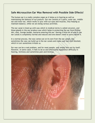 Safe Microsuction Ear Wax Removal with Possible Side Effects!