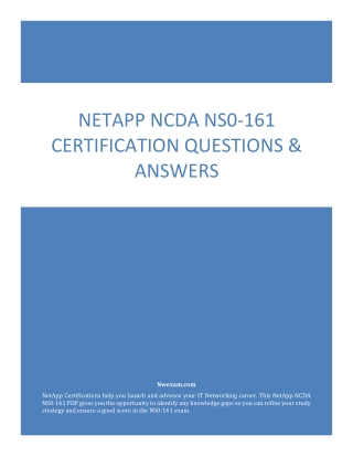 NetApp NCDA NS0-161 Certification Questions & Answers