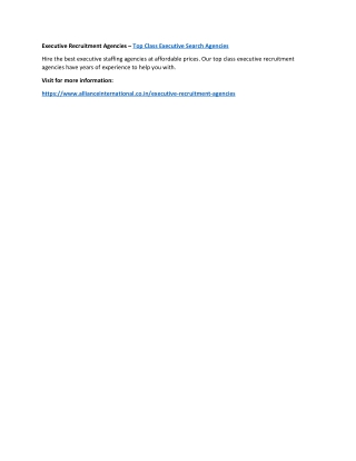 Executive Recruitment Agencies – Top Class Executive Search Agencies