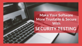 Security Testing- Make Your Software Reliable