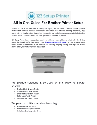 All In One Guide For Brother Printer Setup