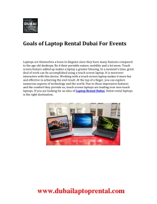 Goals of Laptop Rental Dubai For Events