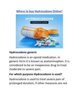 Where to buy Hydrocodone Online?