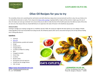 Olive Oil Recipes for you to try