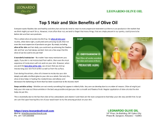 Top 5 Hair and Skin Benefits of Olive Oil