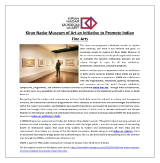 Kiran Nadar Museum of Art an Initiative to Promote Indian Fine Arts
