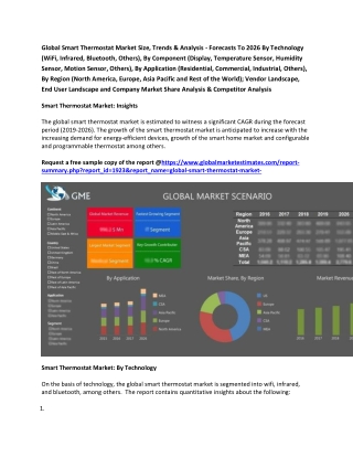 Global Smart Thermostat Market Size, Trends & Analysis - Forecasts To 2026