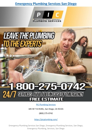 Emergency Plumbing Services San Diego