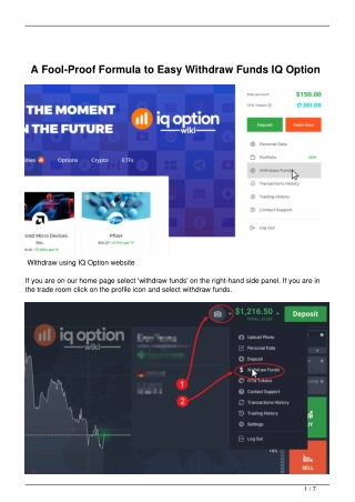 Formula to Easy Withdraw Funds IQ Option