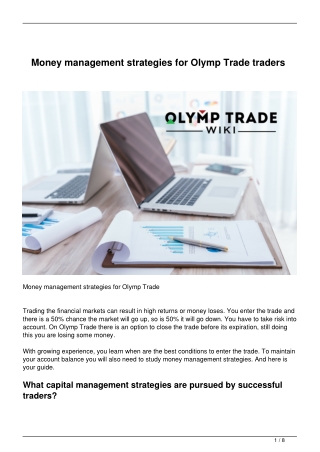 Money management strategies for Olymp Trade