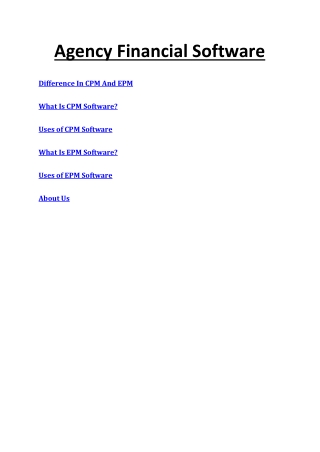 Agency Financial Software - Differences Between EPM and CPM Software