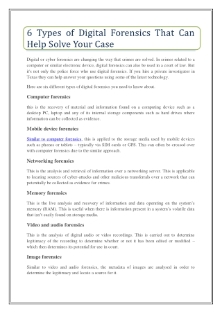6 Types of Digital Forensics That Can Help Solve Your Case