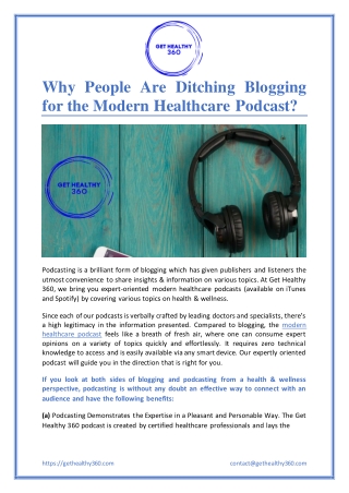Why People Are Ditching Blogging for the Modern Healthcare Podcast?