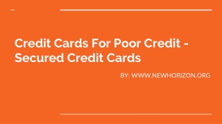 Credit Cards For Poor Credit - Secured Credit Cards