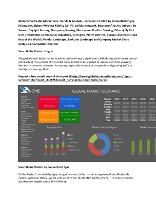 Global Smart Bulbs Market Size, Trends & Analysis - Forecasts To 2026