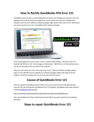 QuickBooks POS Error 121