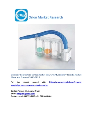 Germany Respiratory Device Market, Industry Share, Trends, Growth, Future Prospectus, Forecast 2019 to 2025