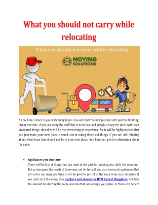 What you should not carry while relocating