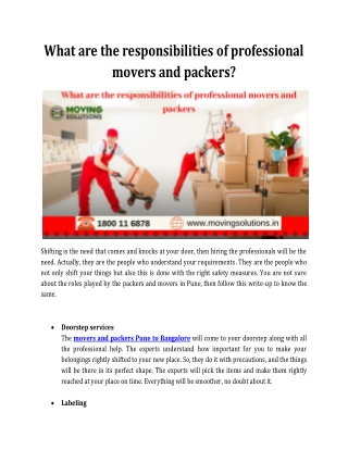 What are the responsibilities of professional movers and packers?