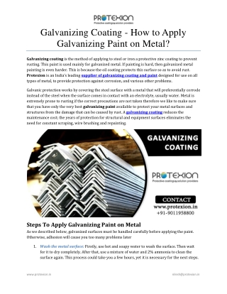 Galvanizing Coating - How to Apply Galvanizing Paint on Metal?