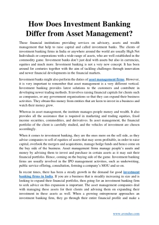 How Does Investment Banking Differ from Asset Management?