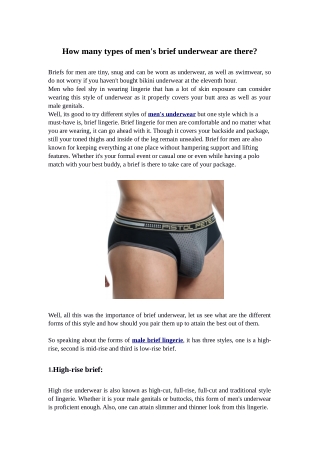 How many types of men's brief underwear are there?