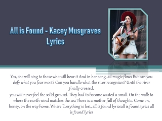All is Found - Kacey Musgraves Lyrics