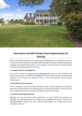 How Homes by Kelli Provides Equal Opportunities for Housing