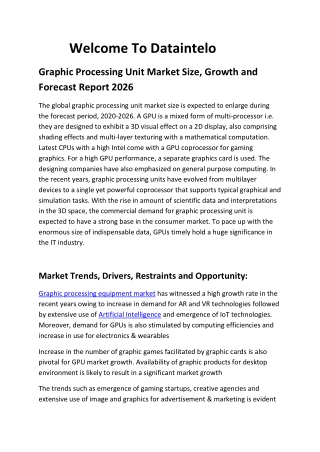 Graphic Processing Unit Market Size, Growth and Forecast Report 2026