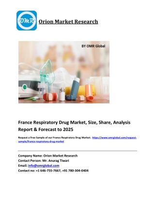 France Respiratory Drug Market Size, Share, Analysis, Industry Report and Forecast 2019-2025