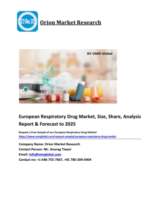 European Respiratory Drug Market Trends, Size, Competitive Analysis and Forecast 2019-2025
