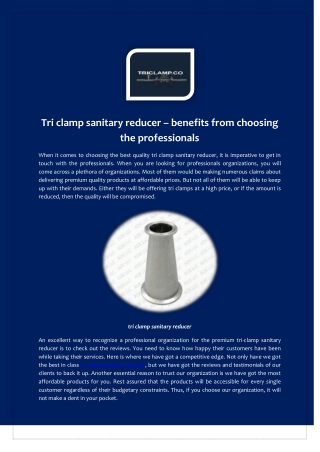 How to Choose the Right Tri Clamp Sanitary Reducer?