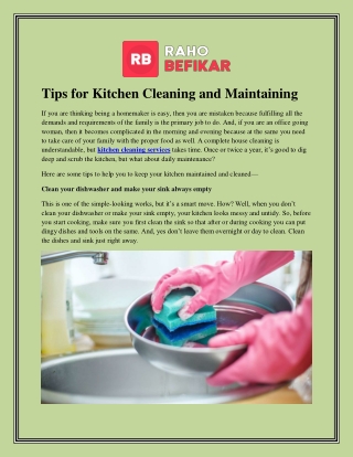 Tips for Kitchen Cleaning and Maintaining