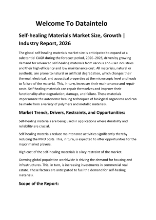 Self-healing Materials Market Size, Growth | Industry Report, 2026