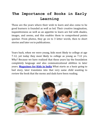 The Importance of Books in Early Learning