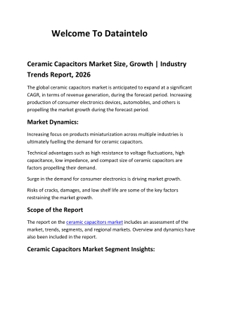 Ceramic Capacitors Market Size, Growth | Industry Trends Report, 2026