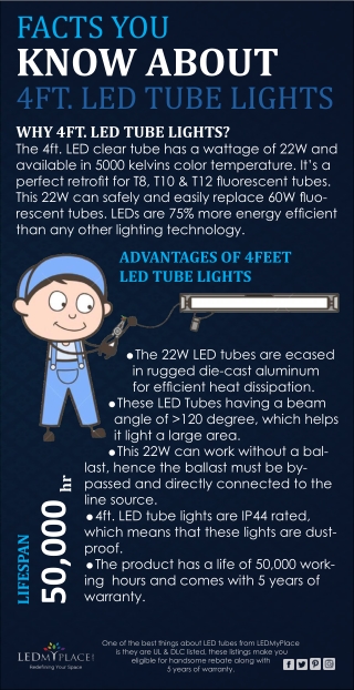 4FT LED Tube Light Fixtures From LEDMyplace