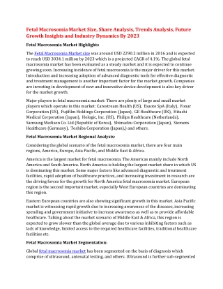 Fetal Macrosomia Market Size, Share Analysis, Trends Analysis, Future Growth Insights and Industry Dynamics By 2023