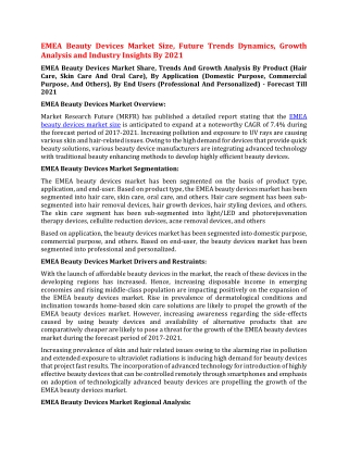 EMEA Beauty Devices Market Size, Future Trends Dynamics, Growth Analysis and Industry Insights By 2021