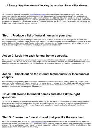 A Step-by-Step Overview to Choosing the most effective Funeral Service Residences