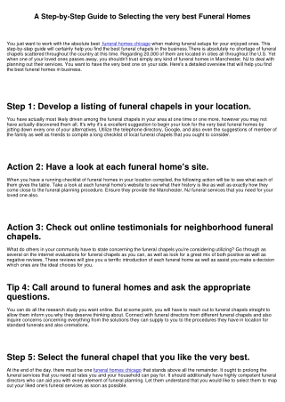 A Step-by-Step Overview to Selecting the very best Funeral Service Houses