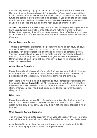 Sonus Complete Review: A New Formula for Tinnitus, Hearing