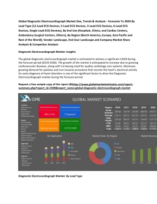 Global Diagnostic Electrocardiograph Market Size, Trends & Analysis - Forecasts To 2026