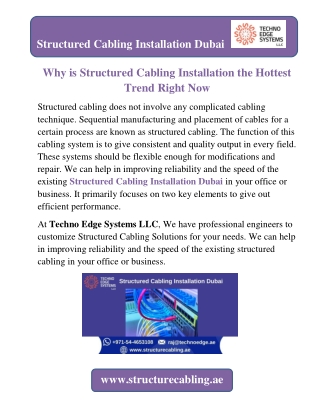 Why is Structured Cabling Installation the Hottest Trend Right Now