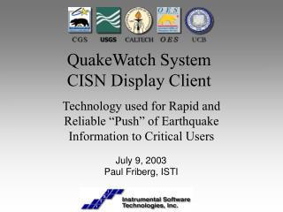 QuakeWatch System CISN Display Client